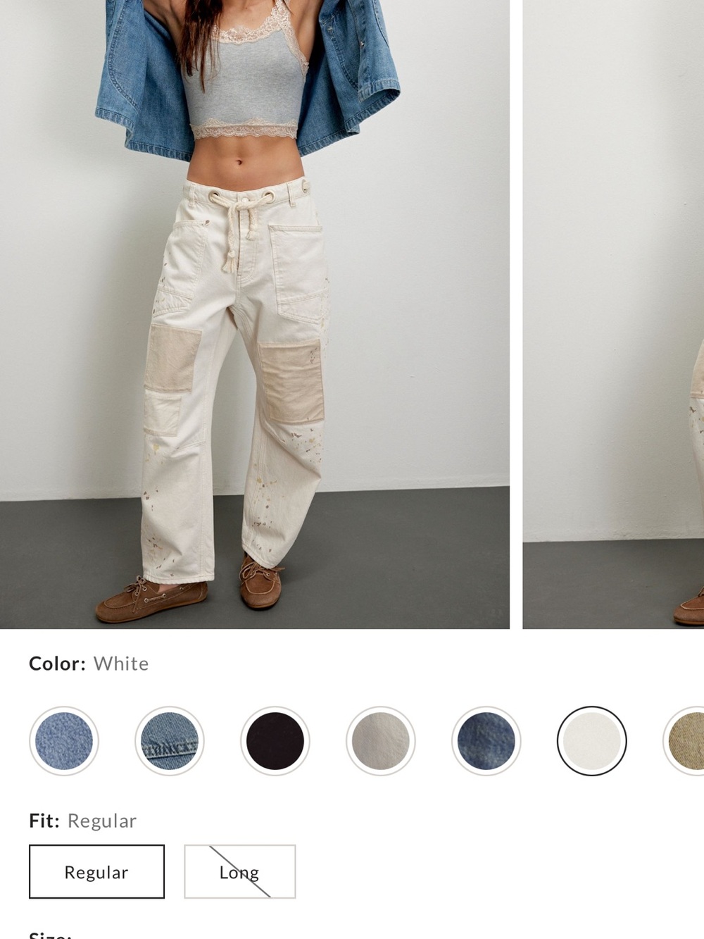 Free People Cream barrel Carpenter Jeans with Rope Belt